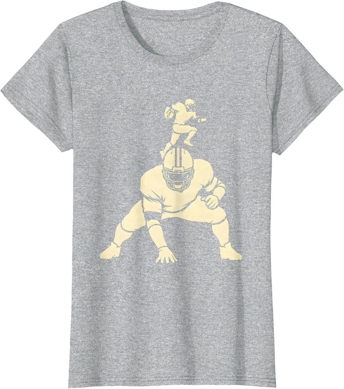 Lineman Silhouette Football Fan Humor T-Shirt - Heather Grey