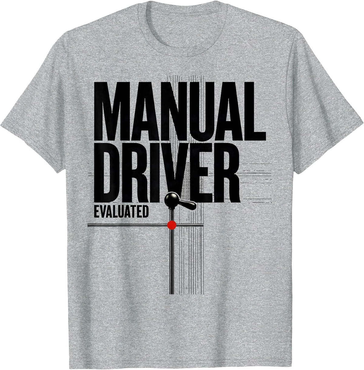 Men's Manual Driver Evaluated Swiss International Car Guy Stick T-Shirt - Heather Grey