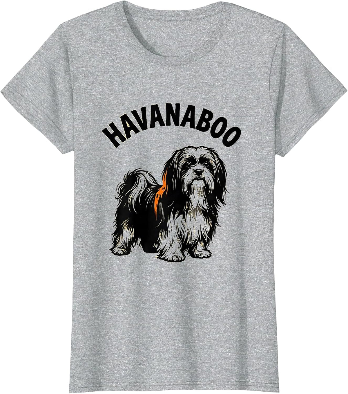 Havanaboo Silhouetted Havanese Ghost Pumpkin Halloween Dog T-Shirt - Heather Grey