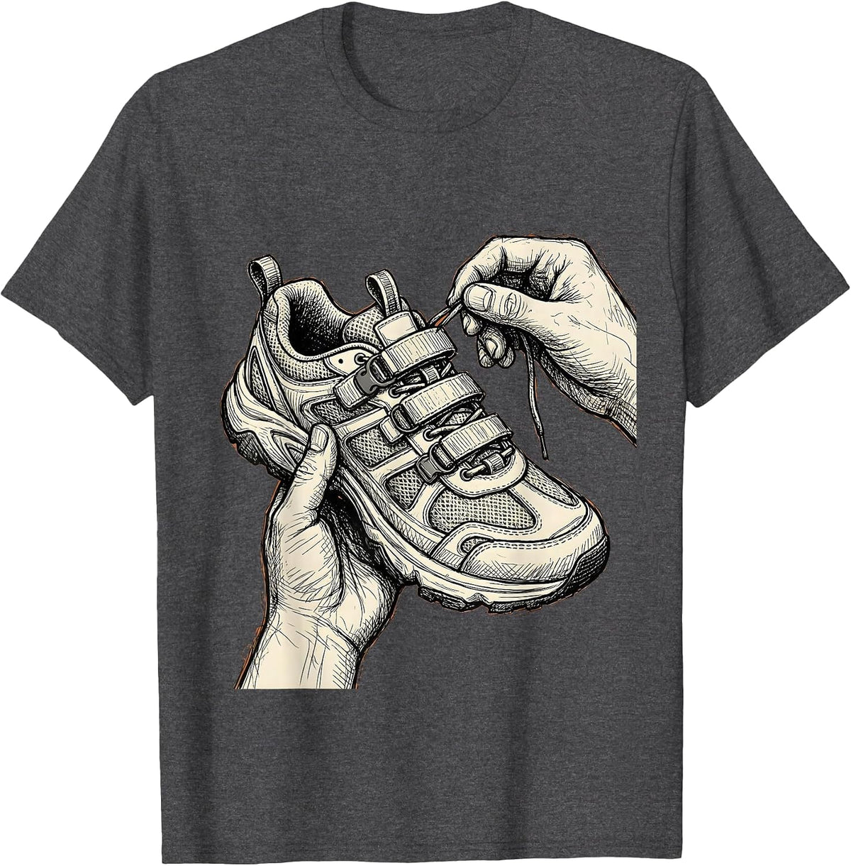 Men's Occupational Therapy Adaptive Shoe Lacing Graphic T-Shirt - Dark Heather Grey