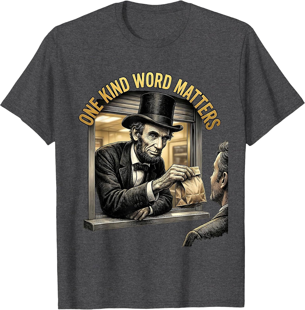 Men's One Kind Word Matters Kindness Design T-Shirt - Dark Heather Grey