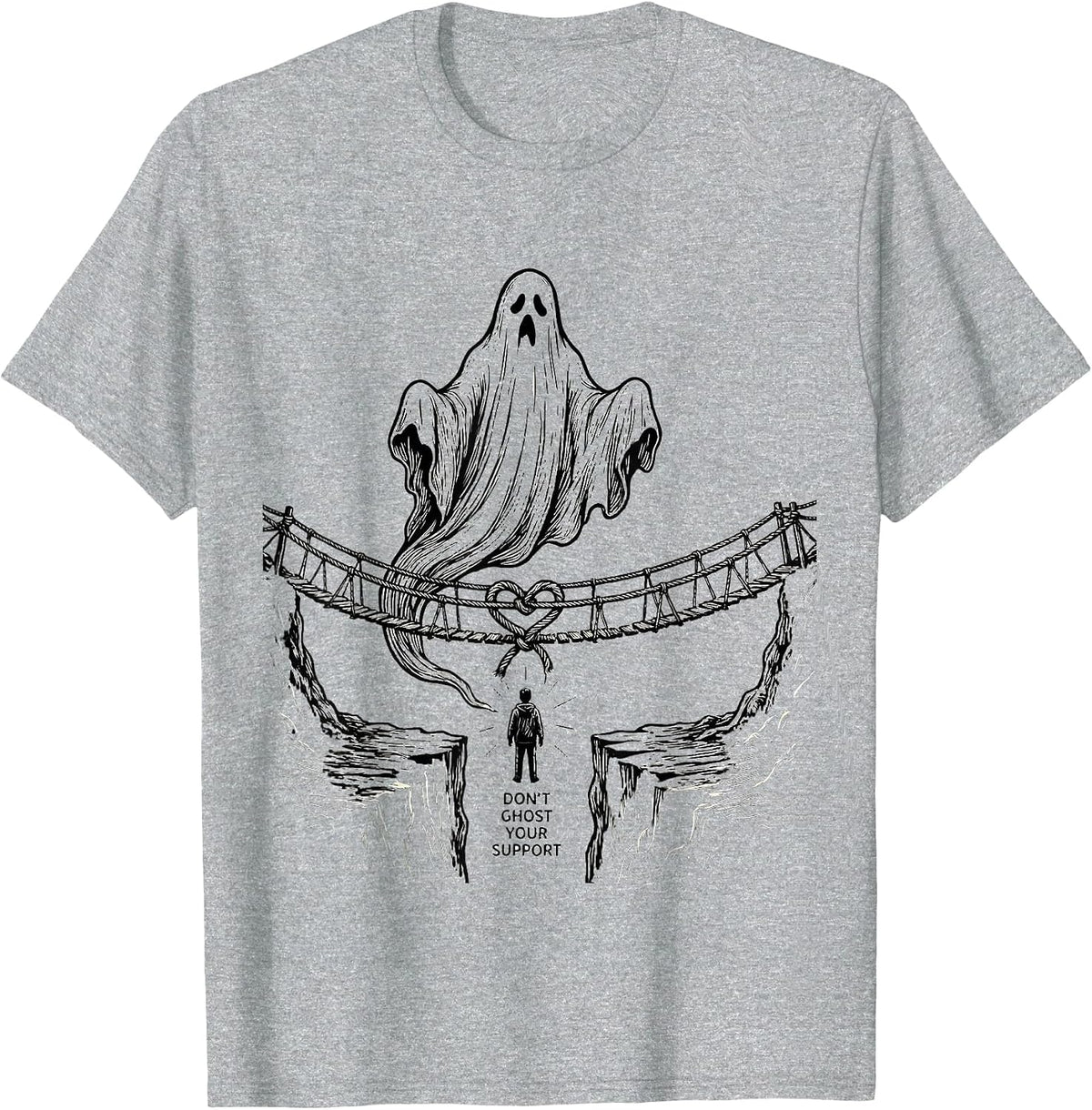 Men's Don't Ghost Your Support Funny Ghost Mental Health Halloween T-Shirt - Heather Grey