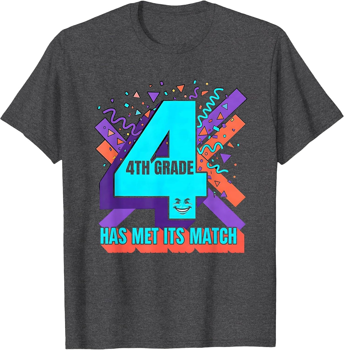 Men's 4th Grade Has Met Its Match Memphis Postmodern Back to T-Shirt - Dark Heather Grey