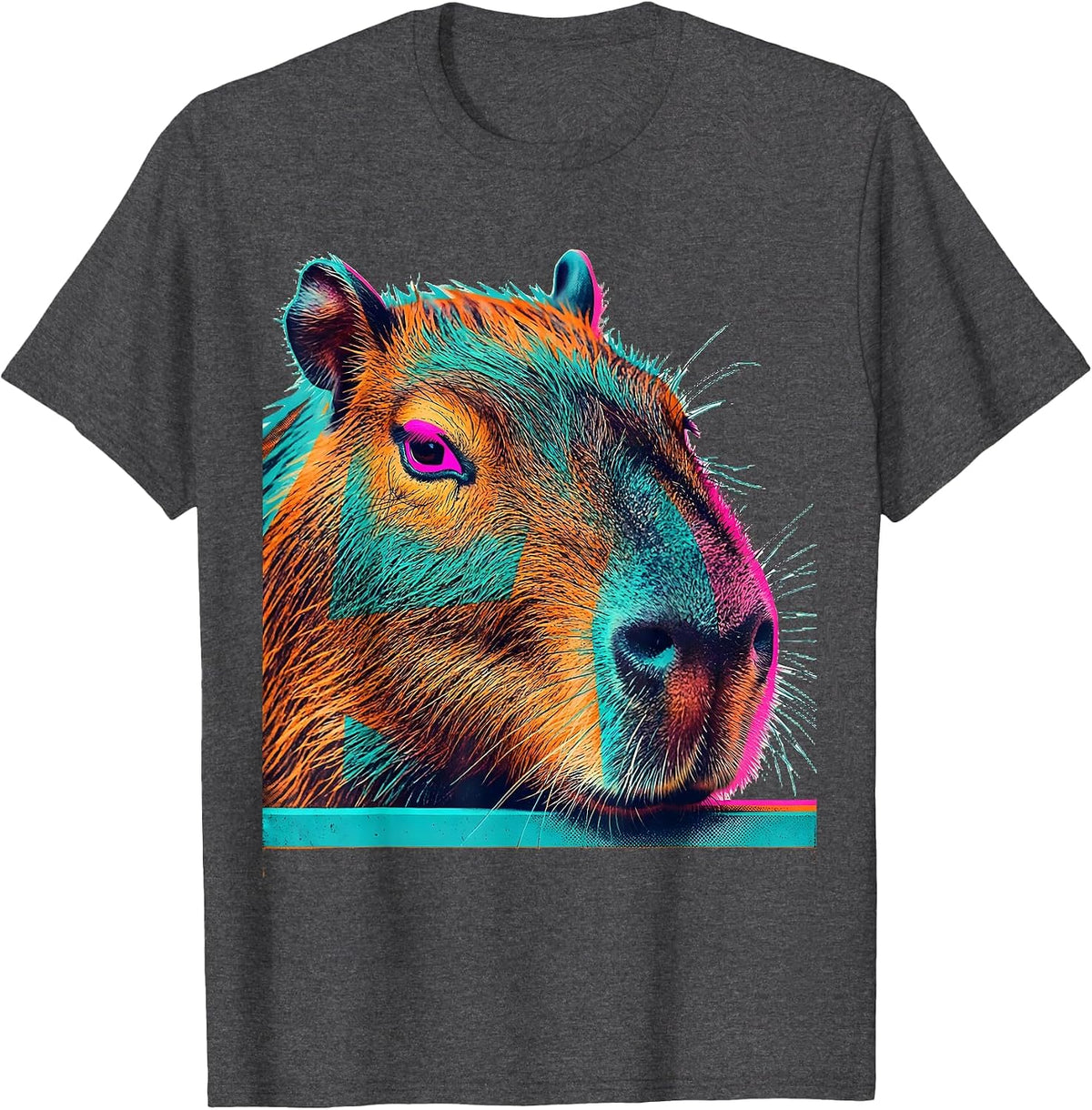 Capybara Head Risograph Funny Gamer Meme Humor T-Shirt - Dark Heather Grey