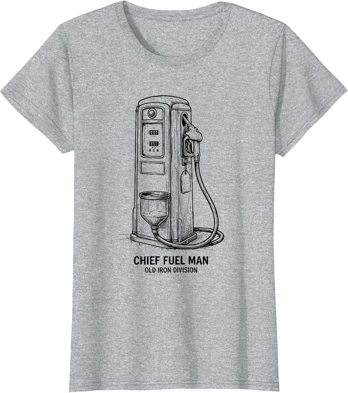 Chief Fuel Man, Old Iron Division Vintage Classic Car T-Shirt - Heather Grey