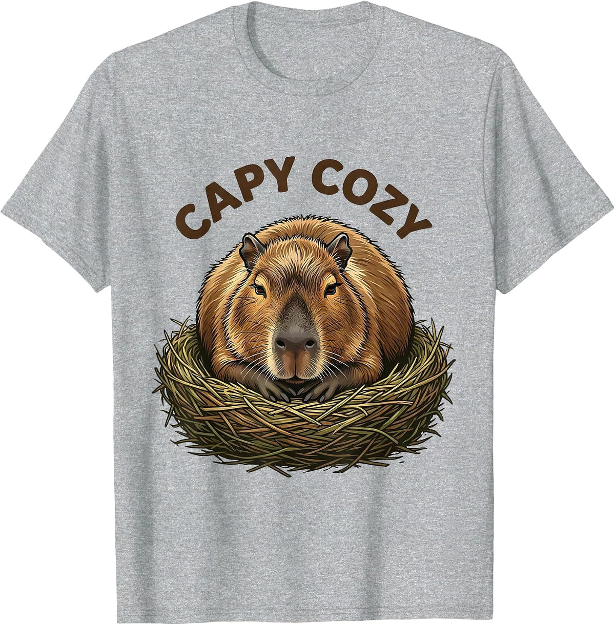Men's Capy Cozy Funny Capybara Animal Lover Meme Humor T-Shirt - Heather Grey