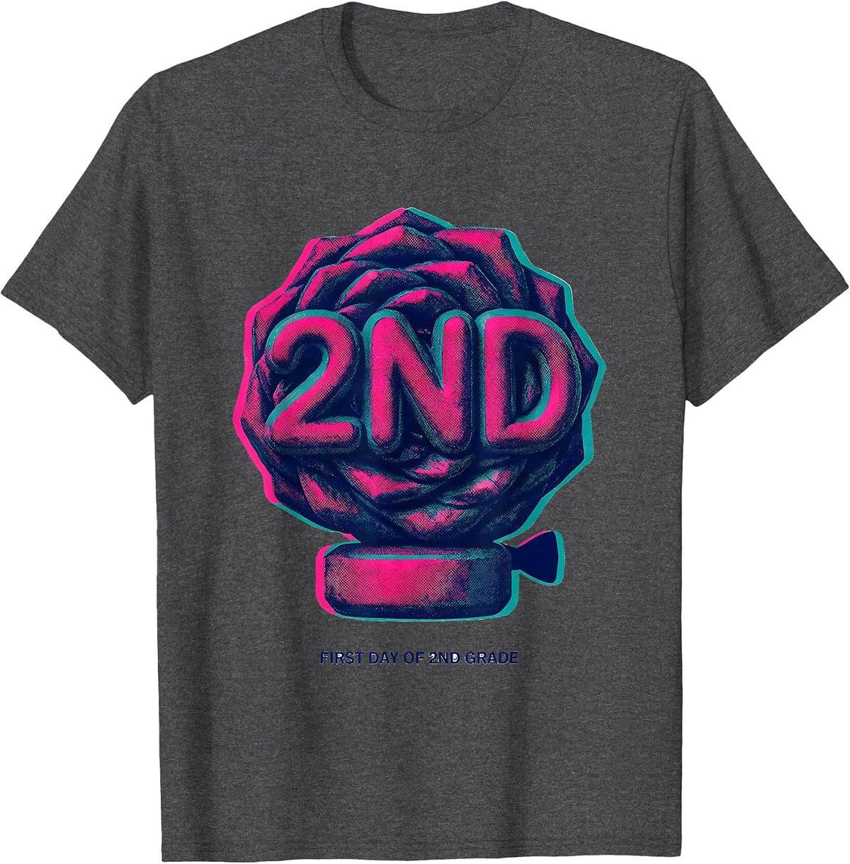 Men's First Day Of 2nd Grade Coquette Bow Back To School Girly T-Shirt - Dark Heather Grey