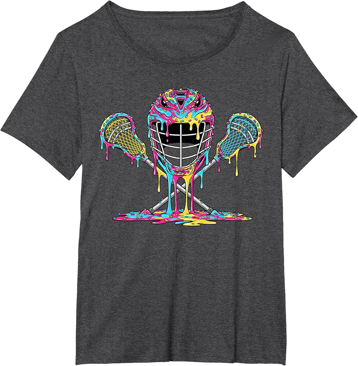 Lacrosse Drip Ice Cream Lax Helmet Sticks Sport Player T-Shirt - Dark Heather Grey