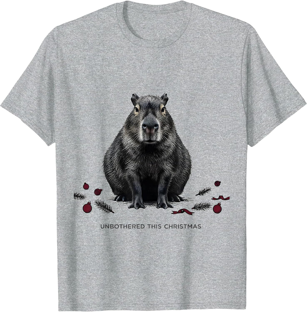 Men's Unbothered This Christmas Editorial Conceptual Capybara T-Shirt - Heather Grey