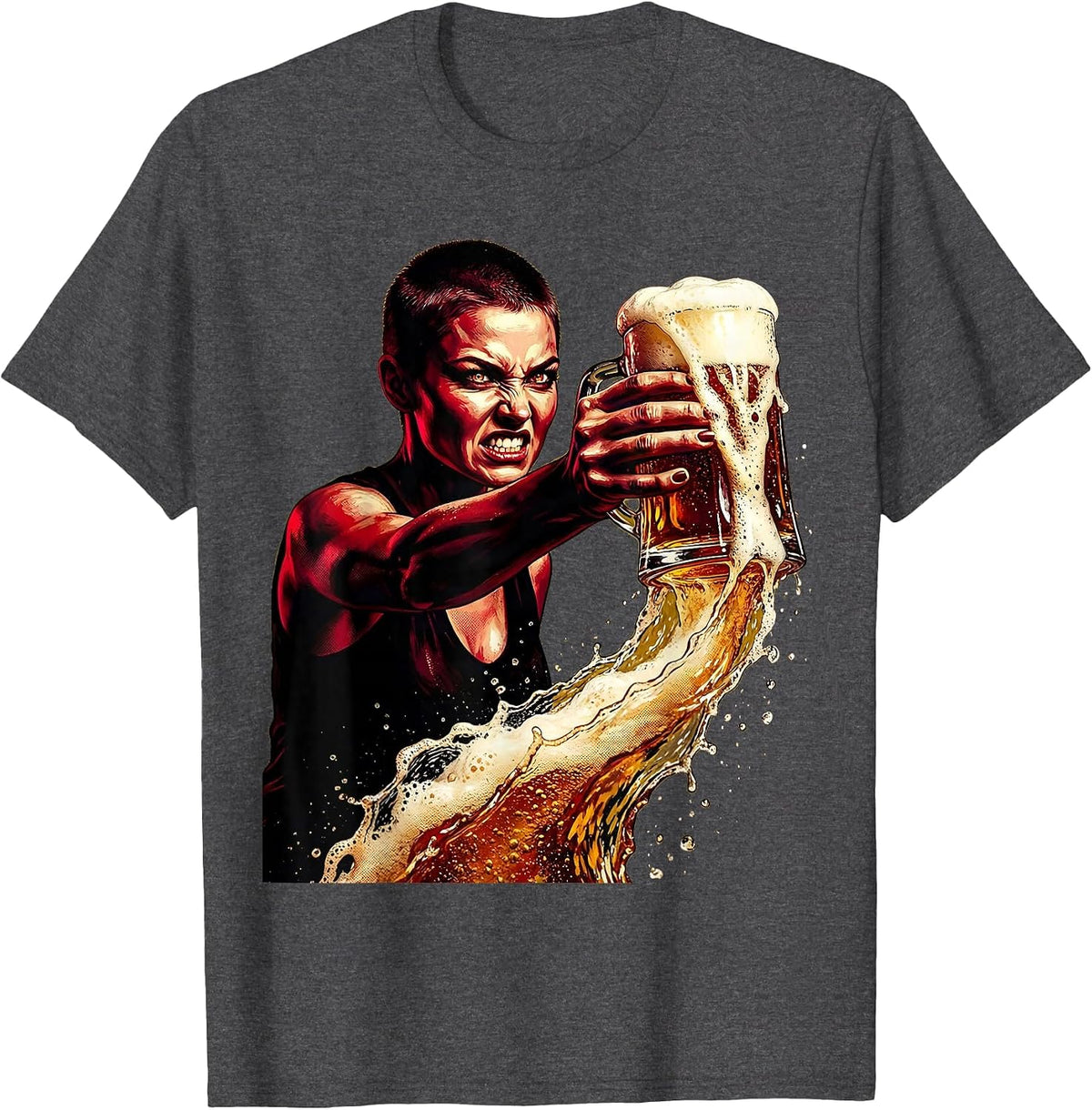 Men's Fierce Beer Pour Graphic Tee T-Shirt - Dark Heather Grey