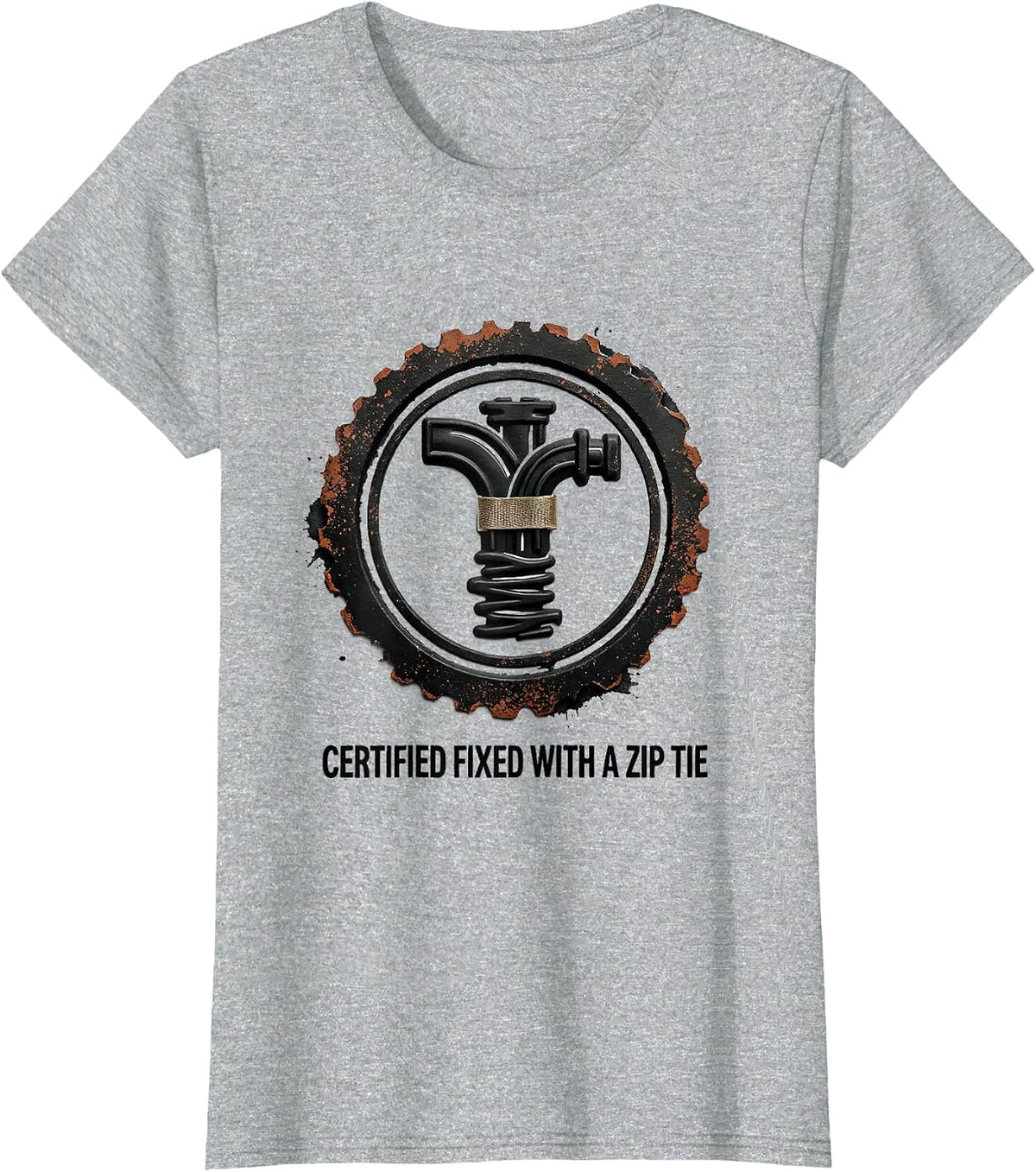 Certified Fixed With A Zip Tie Funny Mechanic Garage Car Guy T-Shirt - Heather Grey