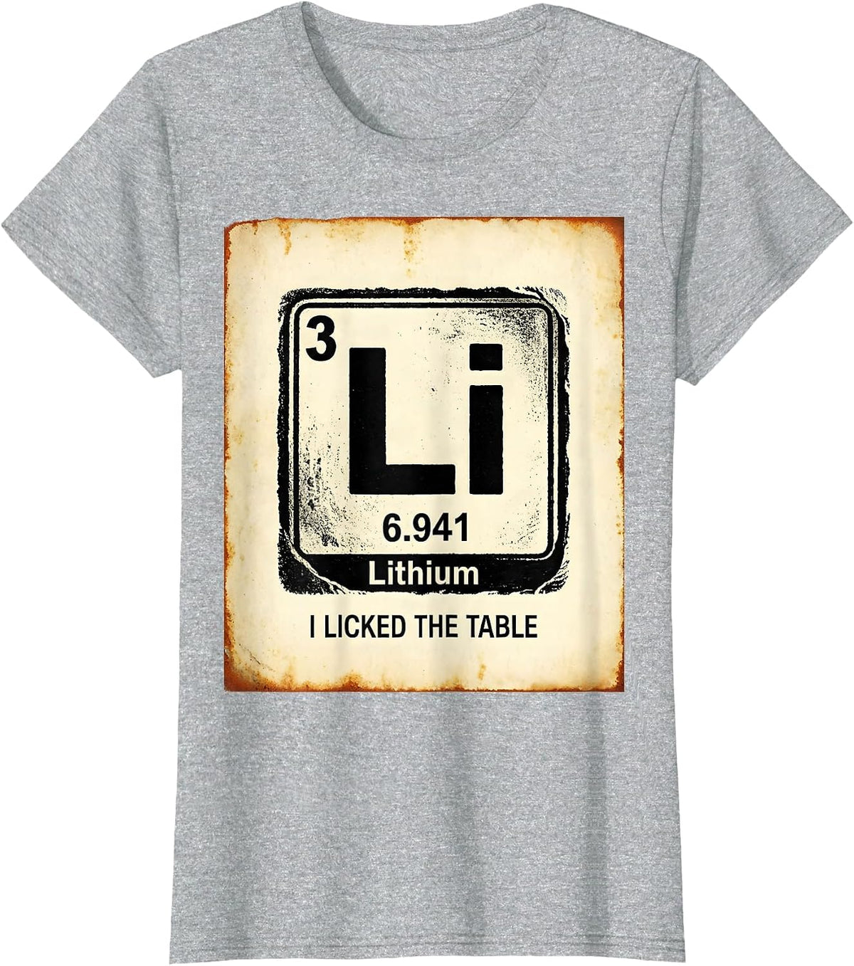 Can I Lick It Periodic Table Science Design T-Shirt - Heather Grey