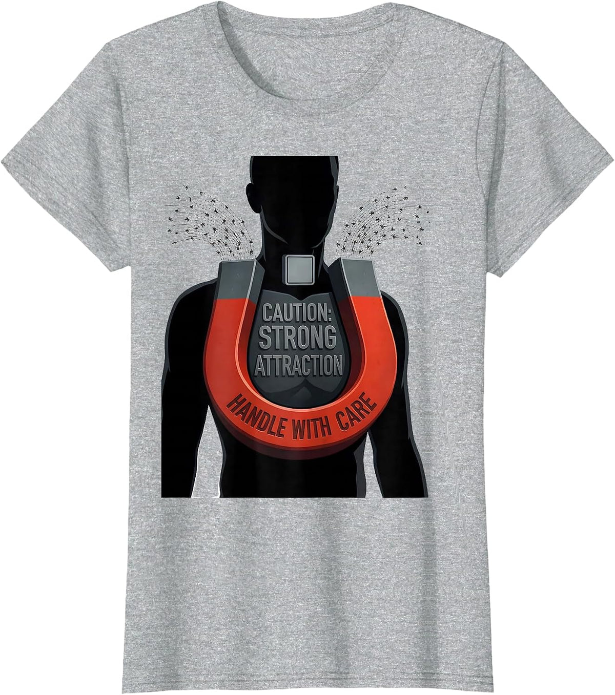 Caution: Strong Attraction, Handle With Care Science Teacher T-Shirt - Heather Grey