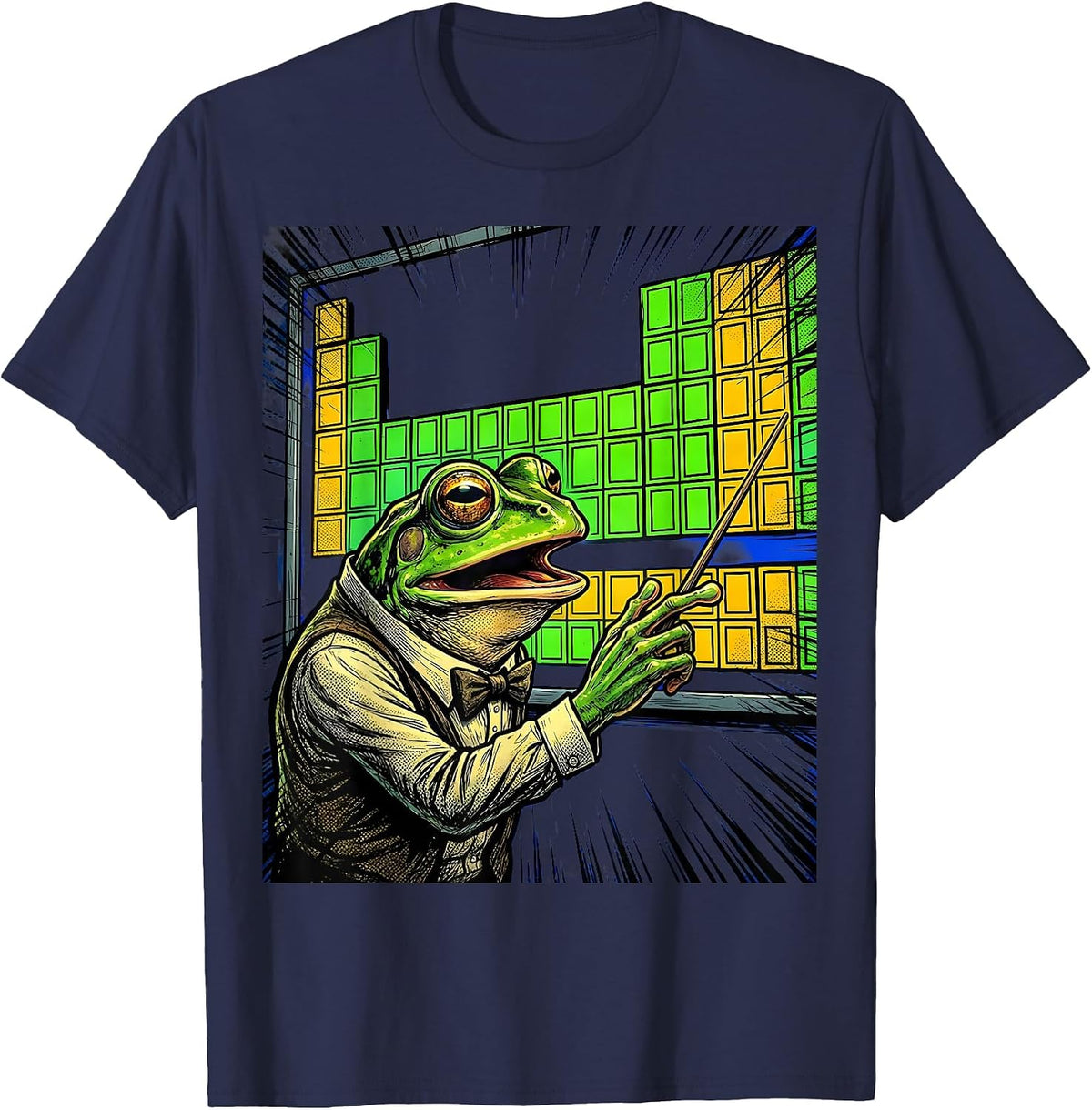 Frog Teacher Periodic Table Science Gift T-Shirt - Navy Blue