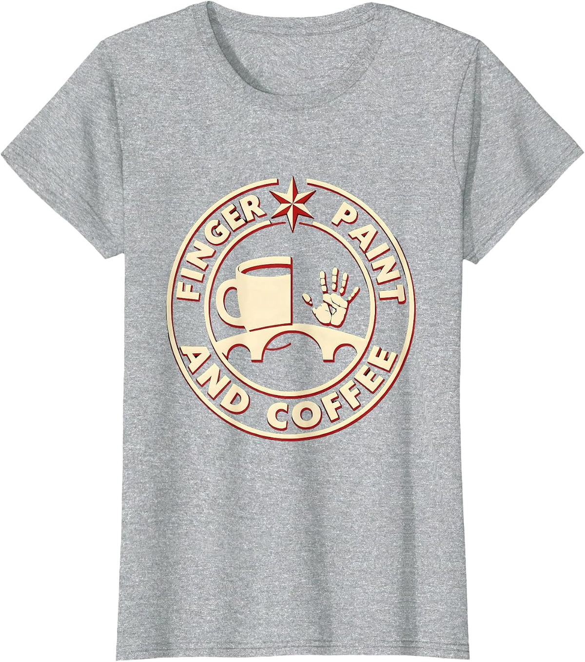 Finger Paint And Coffee Preschool Teacher Design T-Shirt - Heather Grey
