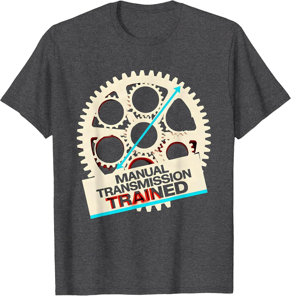 Men's Manual Transmission Trained New Wave Manual Car Gear Stick T-Shirt - Dark Heather Grey