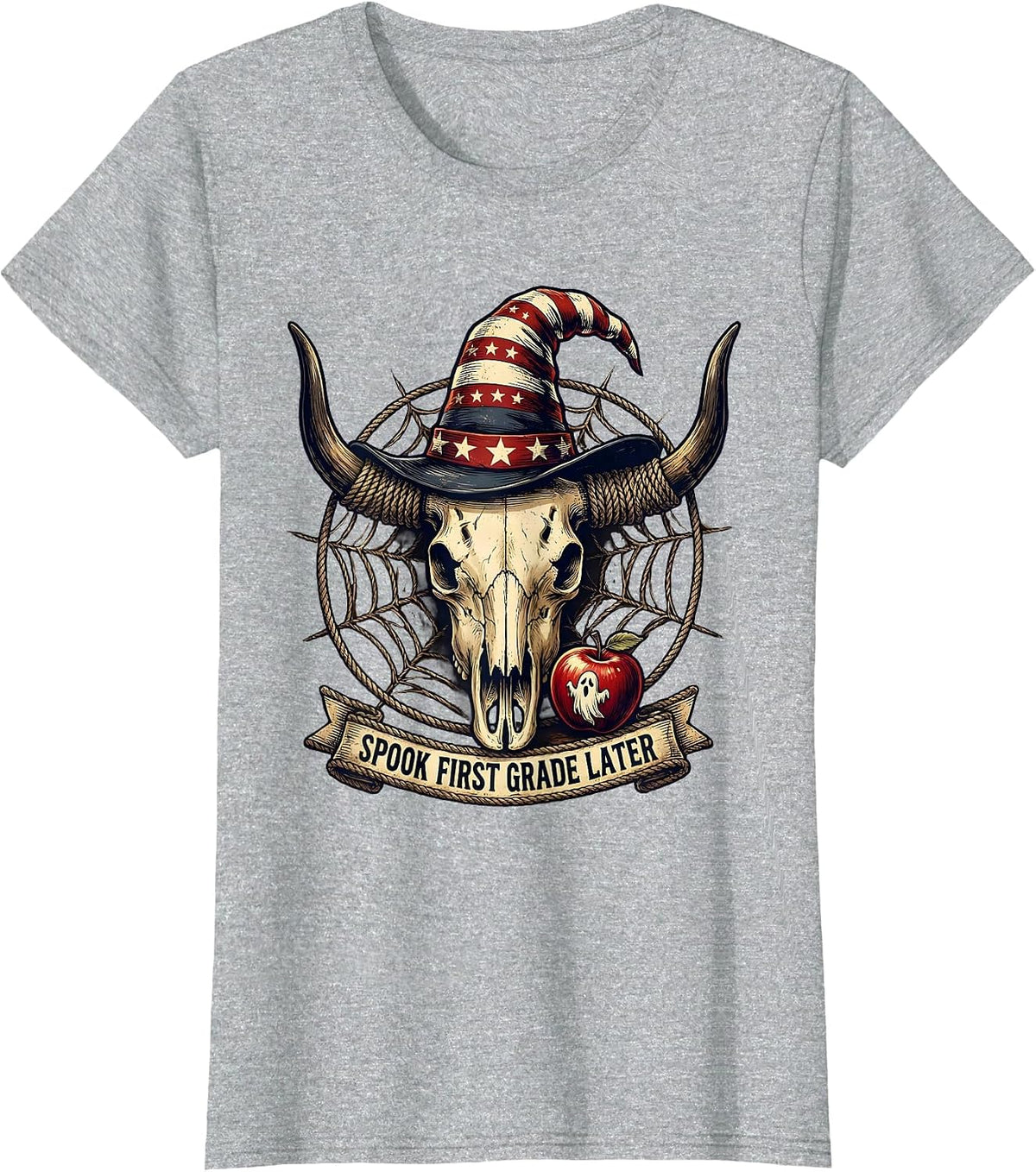 Spook First Grade Later Halloween Teacher Design T-Shirt - Heather Grey
