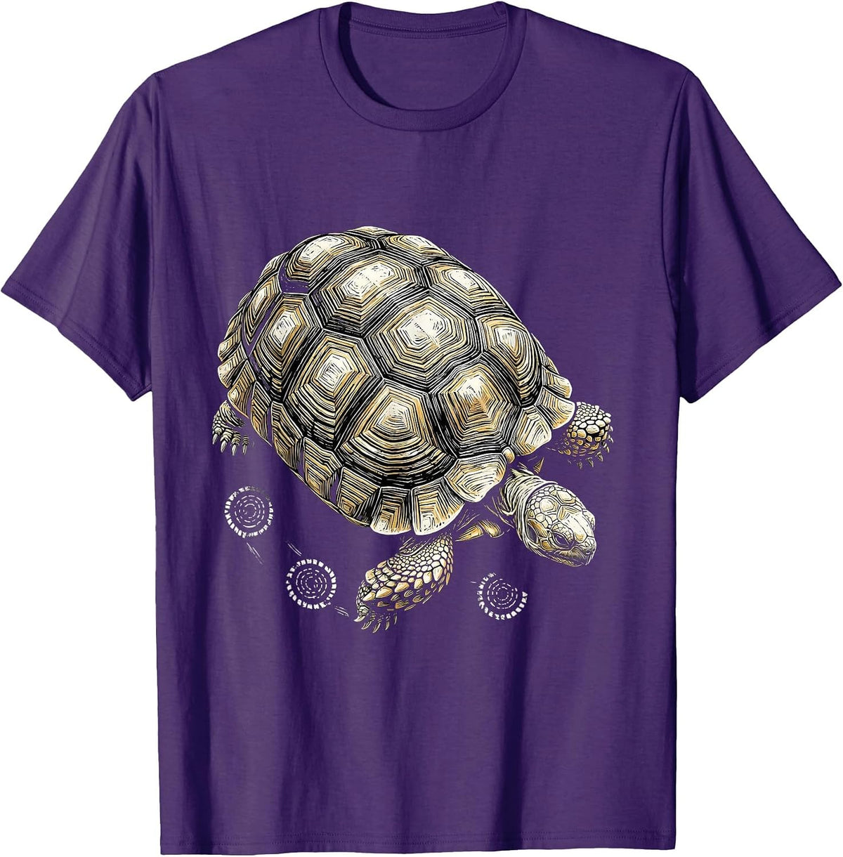 Overhead Land Tortoise Woodcut Engraving Animal Lover T-Shirt - Purple