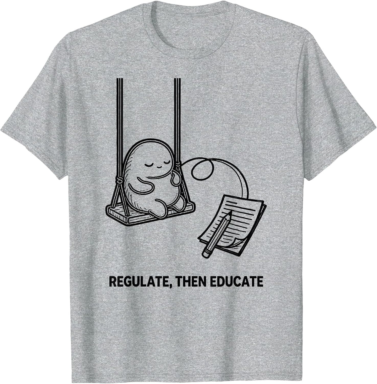 Men's Regulate Then Educate Line Art Occupational Therapy Sensory T-Shirt - Heather Grey