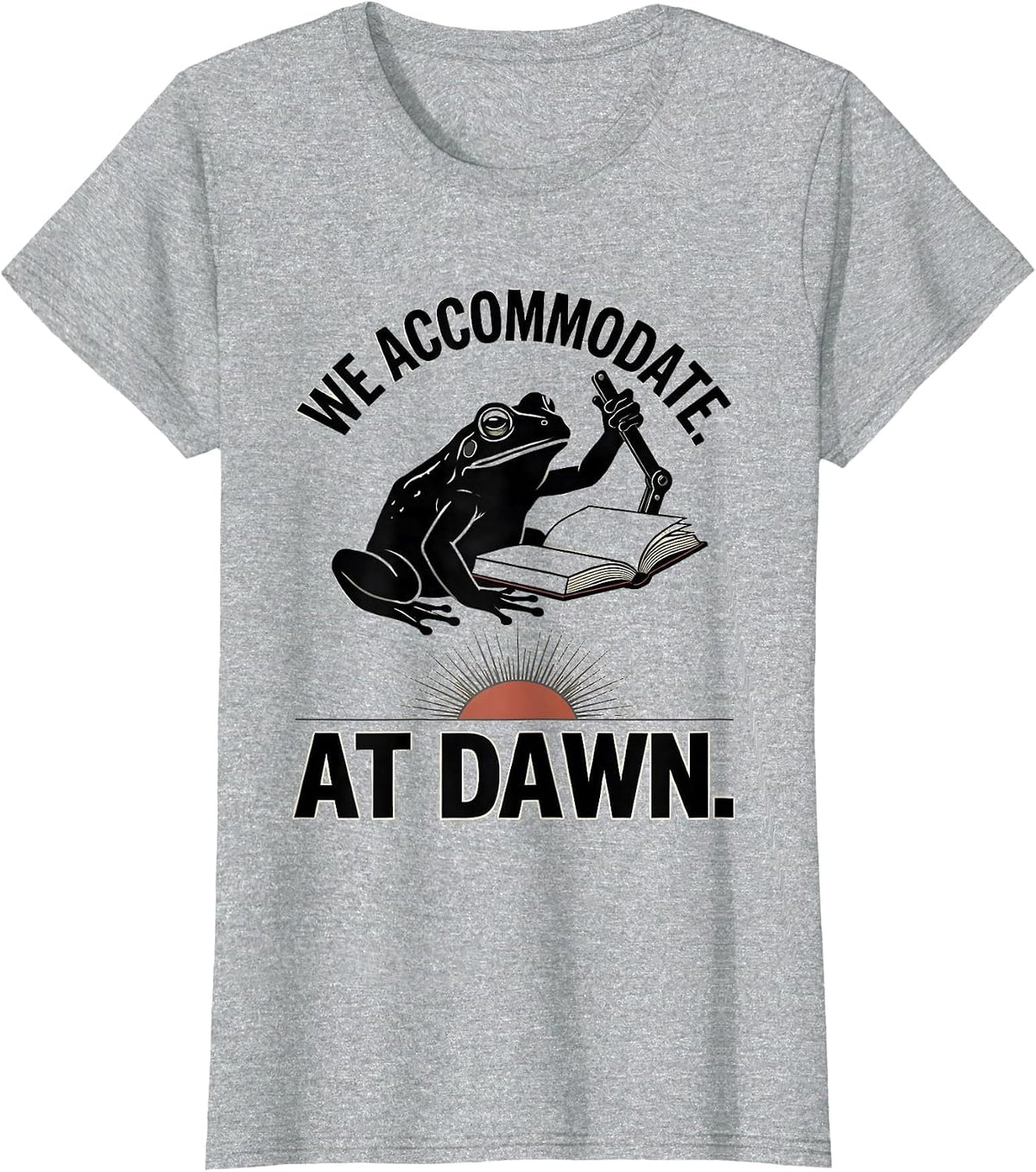 We Accommodate At Dawn Minimalist Frog Teacher Humor Gift T-Shirt - Heather Grey