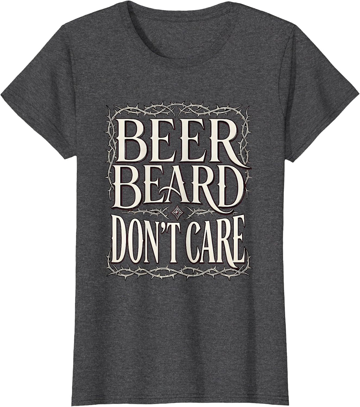 Women's Beer Beard Don't Care Oktoberfest Design T-Shirt - Dark Heather Grey