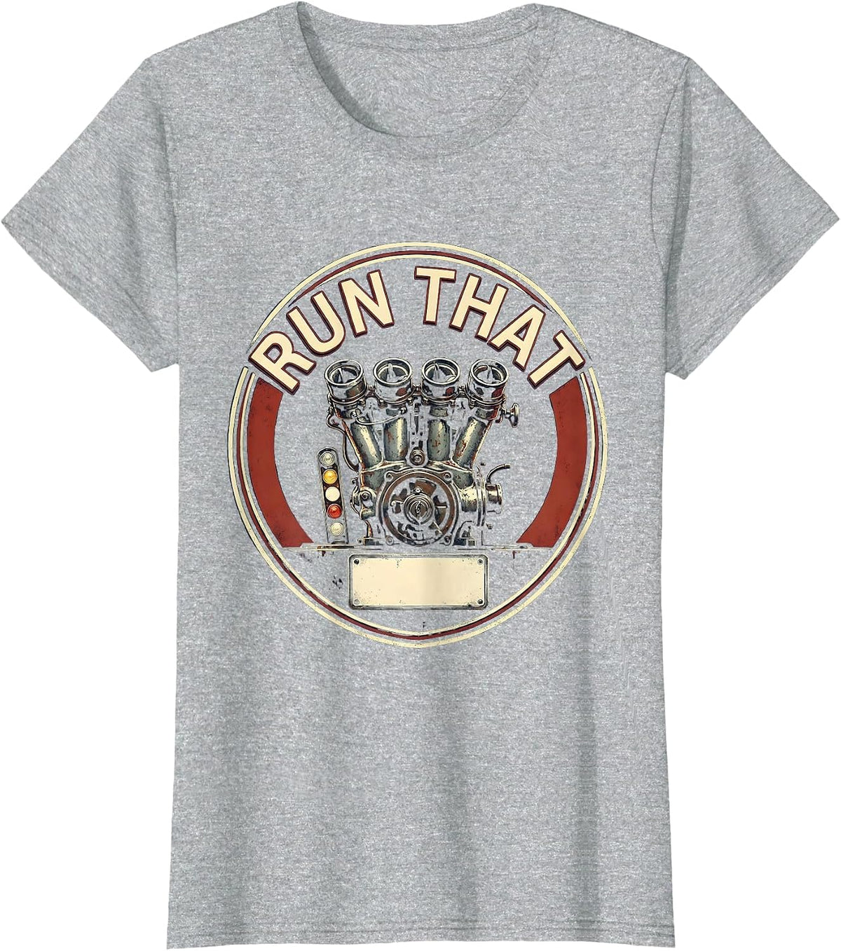 Run That Vintage Muscle Car Drag Racing Enthusiast Humor T-Shirt - Heather Grey