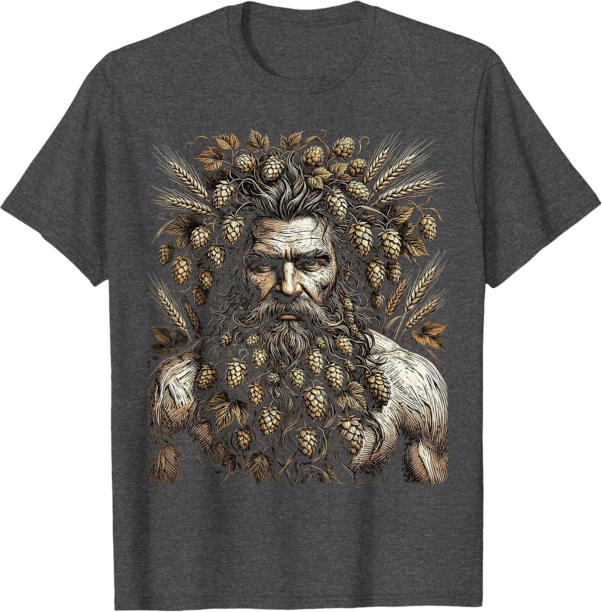Men's Wild Beard Beer Lover Hops and Barley Graphic T-Shirt - Dark Heather Grey
