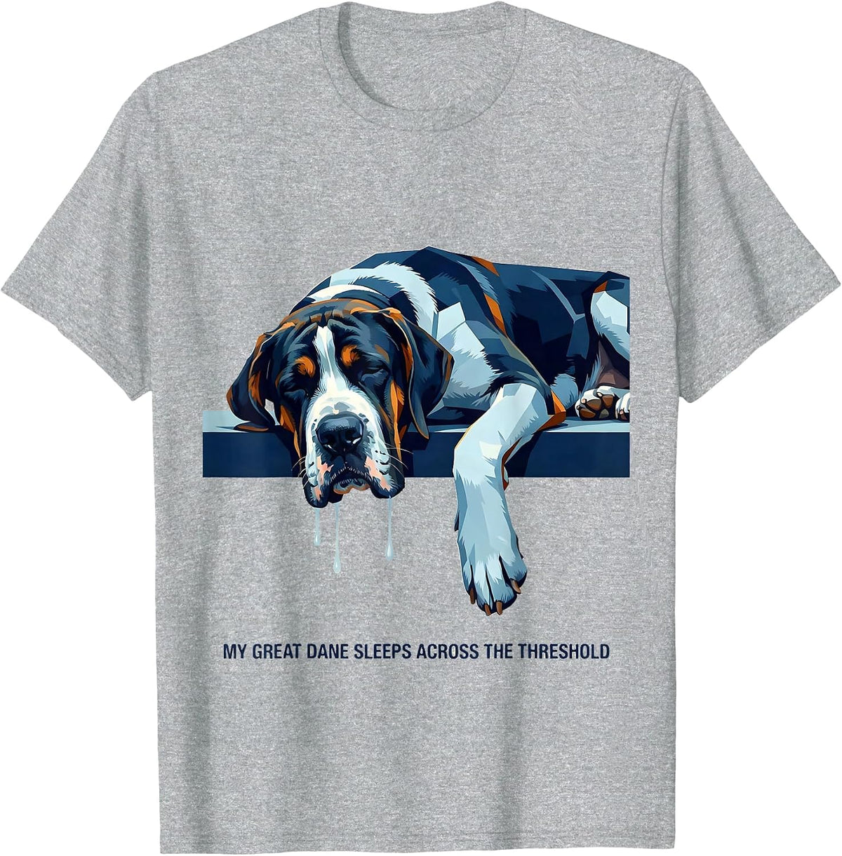 Men's My Great Dane Sleeps Across The Threshold Funny T-Shirt - Heather Grey