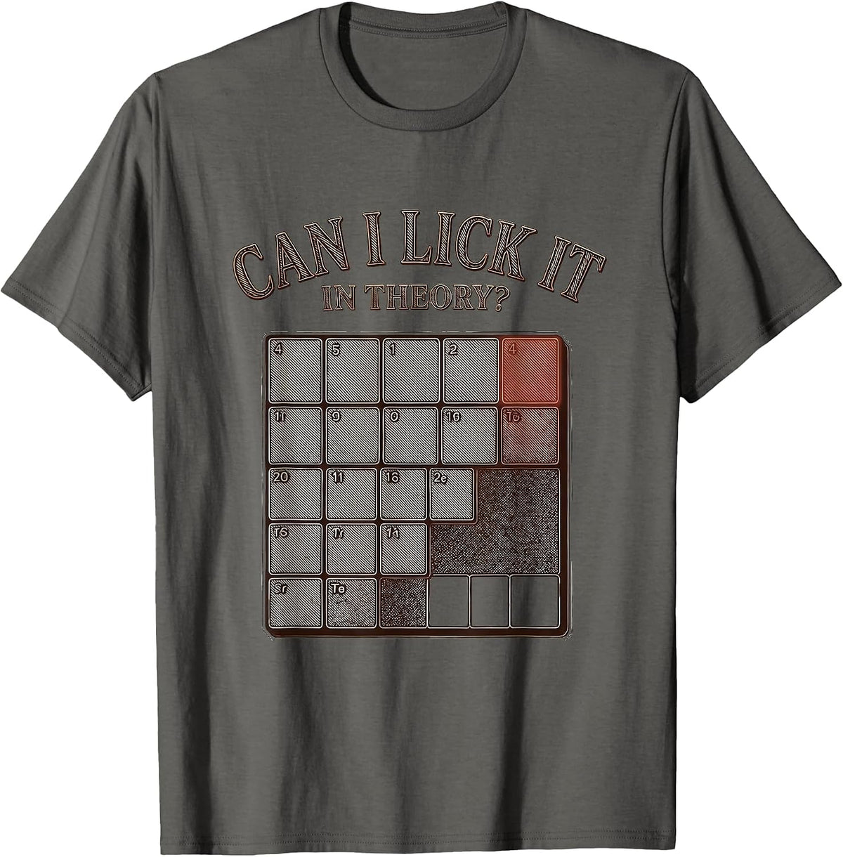 Can I Lick It In Theory Funny Periodic Table Science Teacher T-Shirt - Asphalt Grey