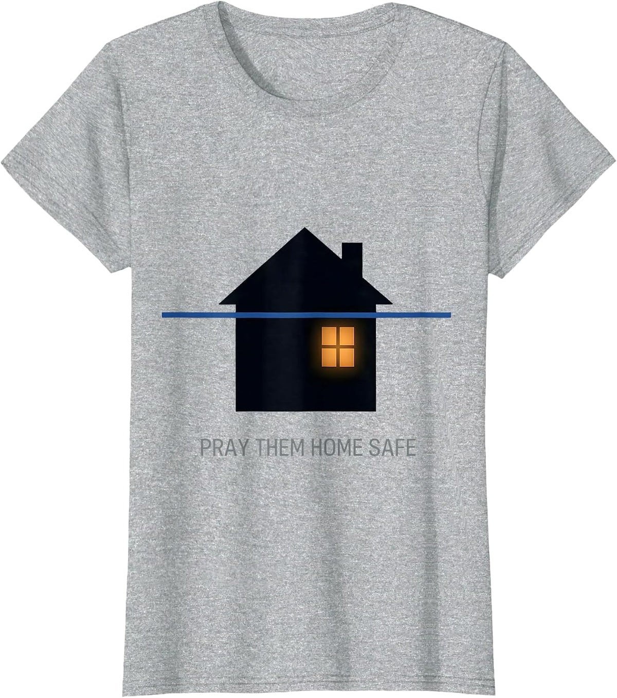 Women's Pray Them Home Safe Thin Blue Line Police Support T-Shirt - Heather Grey