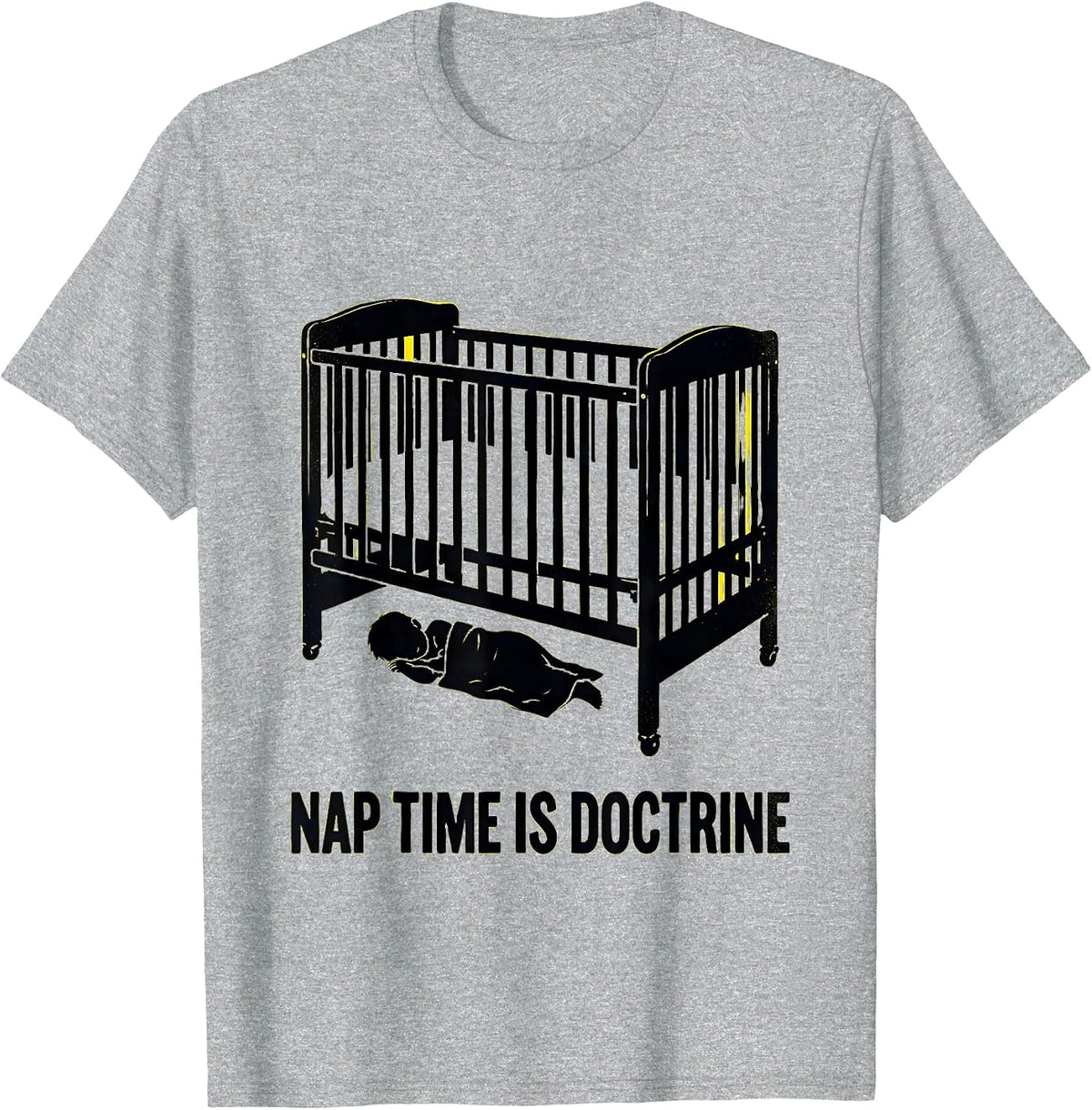 Men's Nap Time Is Doctrine Stencil Graphic Childcare Teacher T-Shirt - Heather Grey