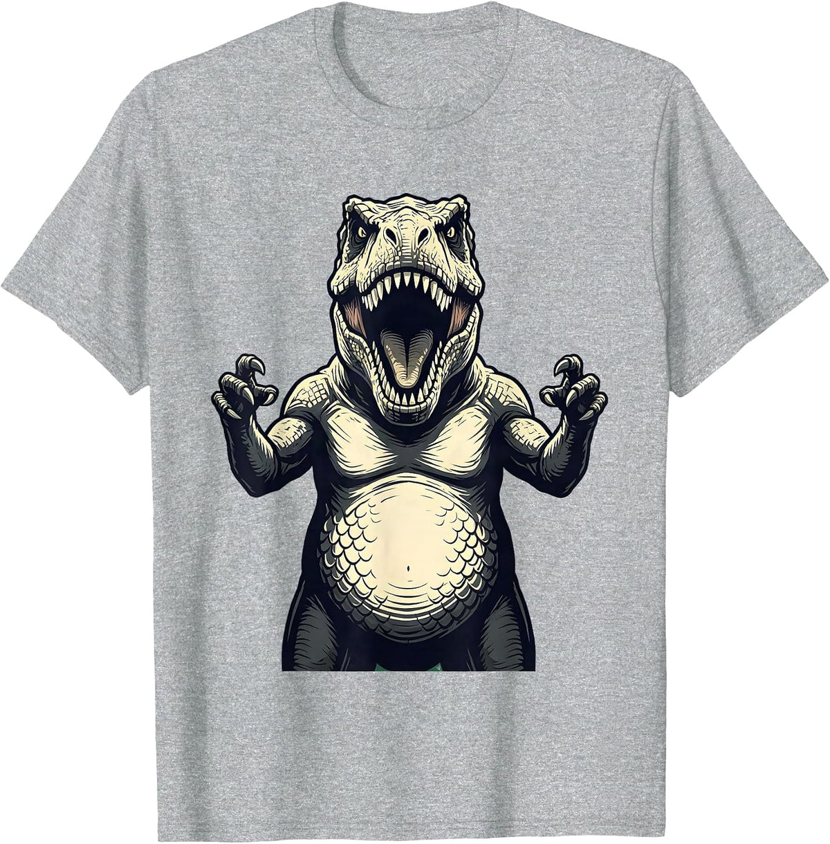 Men's Family Dinosaurs Roaring Together Illustration T-Shirt - Heather Grey