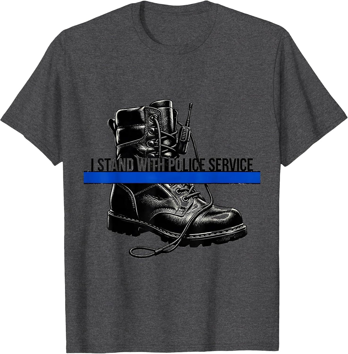 I Stand With Police Service Vintage Thin Blue Line Police T-Shirt - Dark Heather Grey