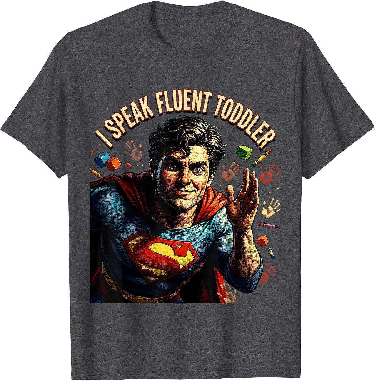 Men's I Speak Fluent Toddler Preschool Teacher Design T-Shirt - Dark Heather Grey