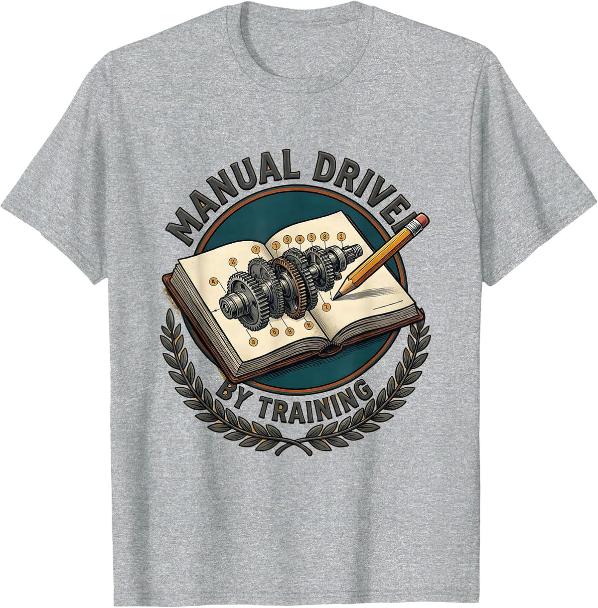 Men's Manual Driver By Training Funny Stick Shift Car Guy Mechanic T-Shirt - Heather Grey