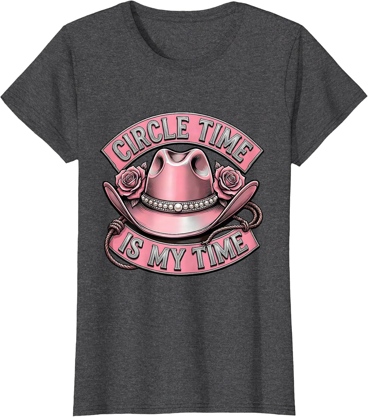 Women's Circle Time Is My Time Preschool Teacher Design T-Shirt - Dark Heather Grey