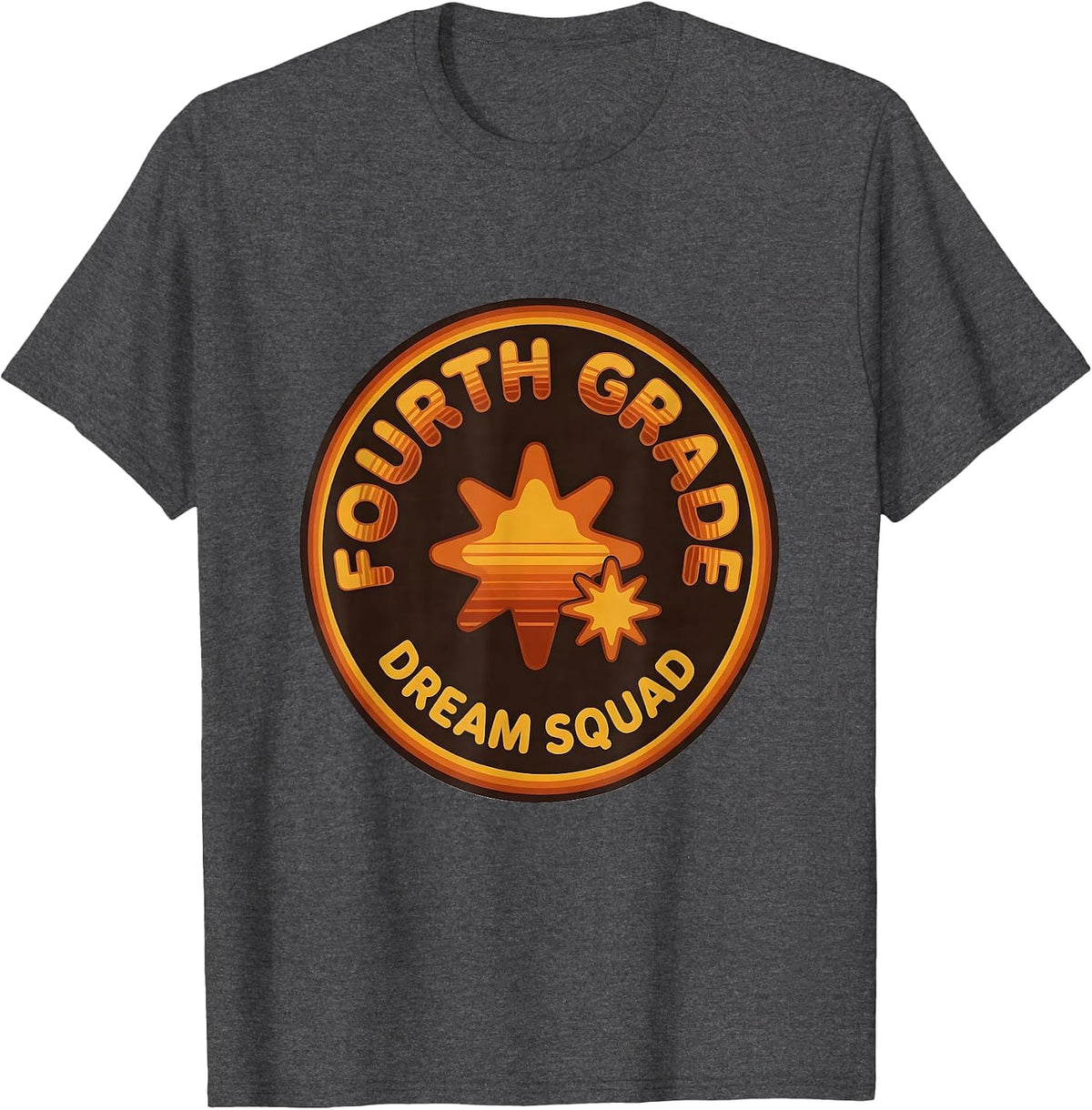Fourth Grade Dream Squad Retro 70s Back to School Teacher T-Shirt - Dark Heather Grey