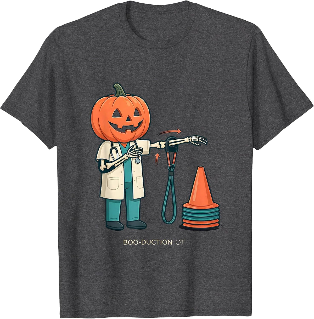 Boo-duction OT Funny Occupational Therapy Halloween Workwear T-Shirt - Dark Heather Grey