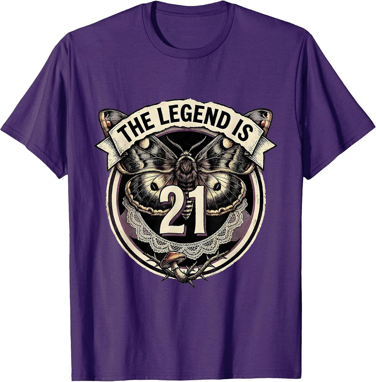 The Legend Is 21 Birthday Celebration Design T-Shirt - Purple