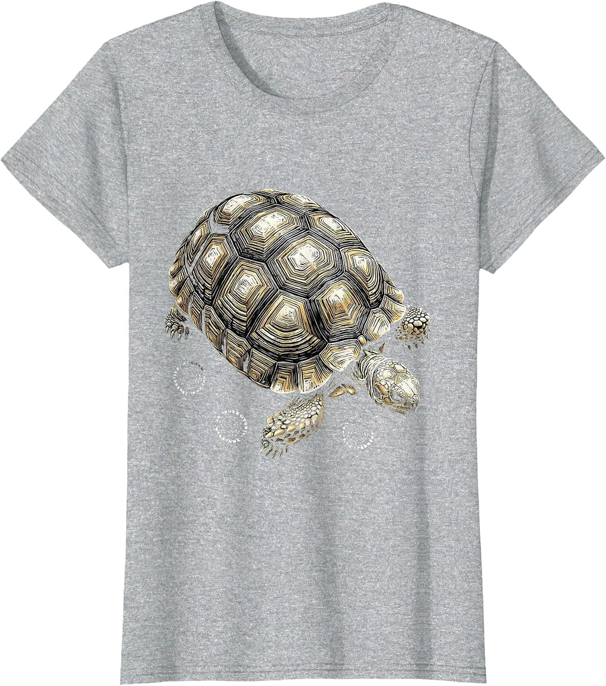 Overhead Land Tortoise Woodcut Engraving Animal Lover T-Shirt - Heather Grey