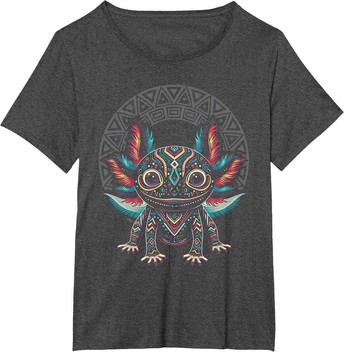 Axolotl Art Mexico Aztec Mexican Amphibian Salamander T-Shirt - Dark Heather Grey