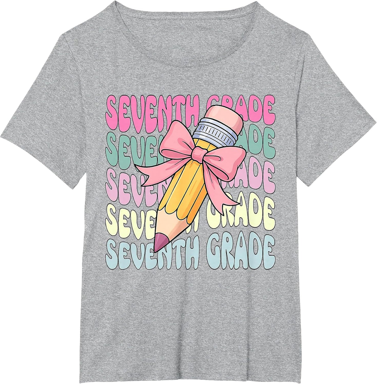 Back to School Seventh Grade Coquette First Day of 7th Grade T-Shirt - Heather Grey