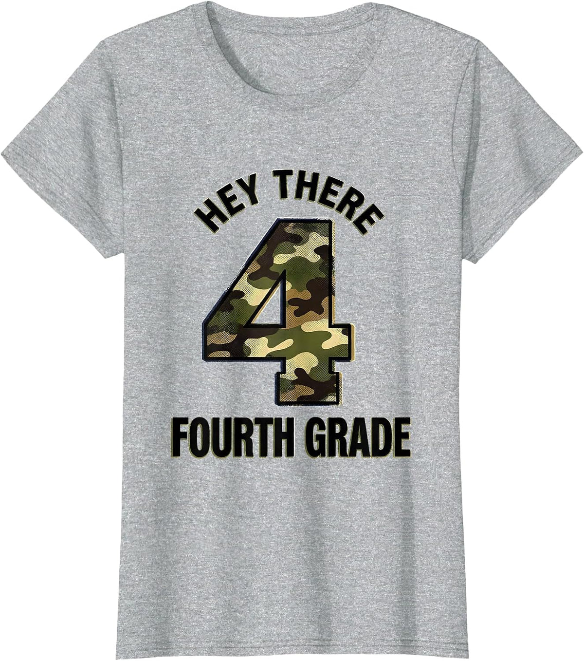 Hey There, Fourth Grade Camo Fourth Grade Back To School T-Shirt - Heather Grey