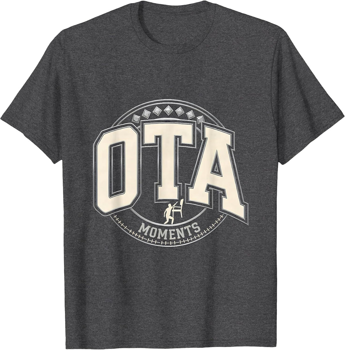 OTA Moments Sparkle Varsity Retro Occupational Therapy OT T-Shirt - Dark Heather Grey