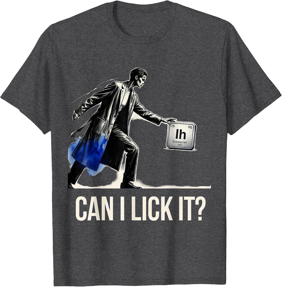 Men's Can I Lick It Periodic Table Science Design T-Shirt - Dark Heather Grey