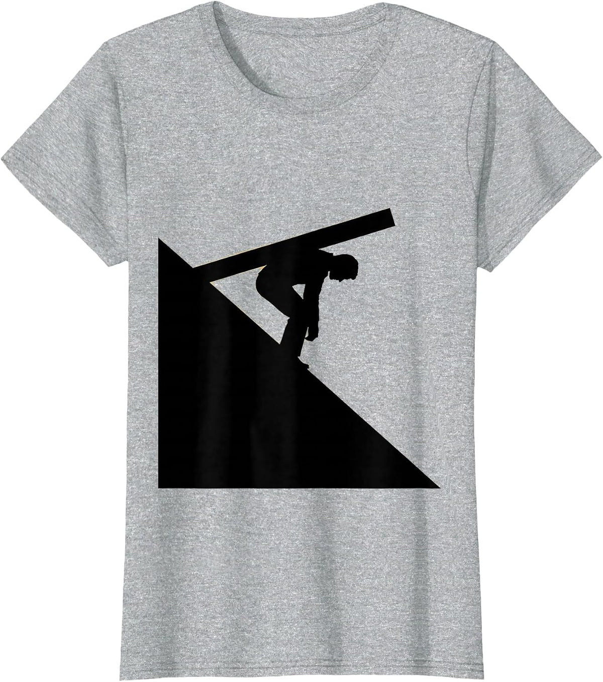 Silhouette Carrying Cross Up the Hill Design T-Shirt - Heather Grey