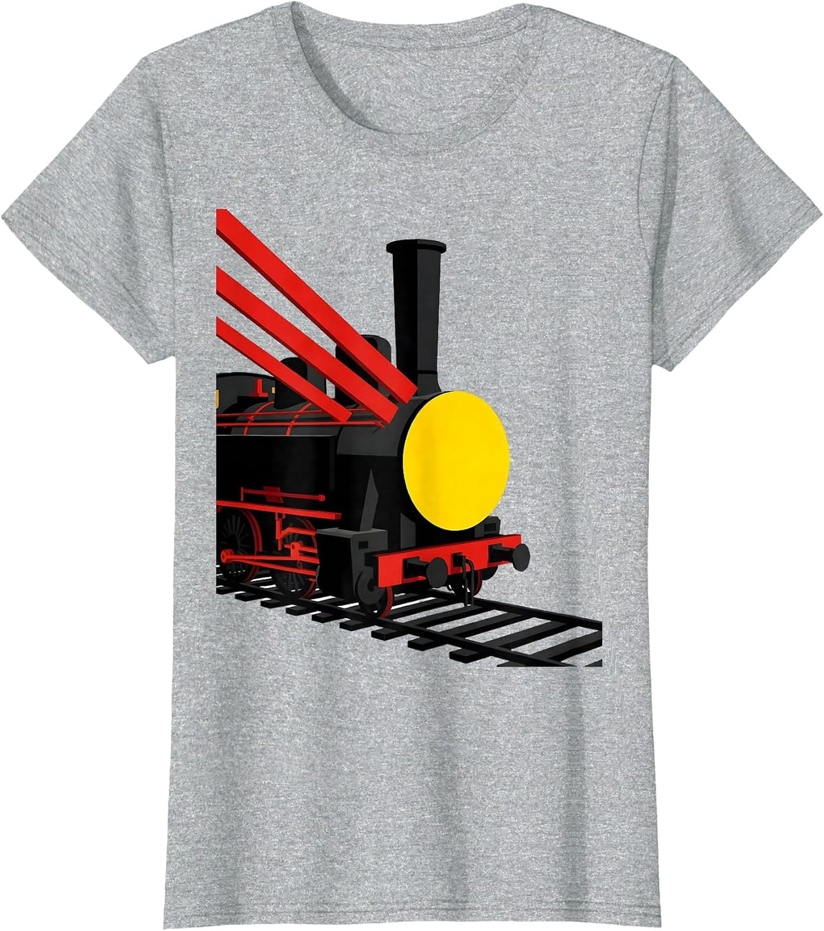 Angular Steam Locomotive Bauhaus Modernist Train Enthusiast T-Shirt - Heather Grey