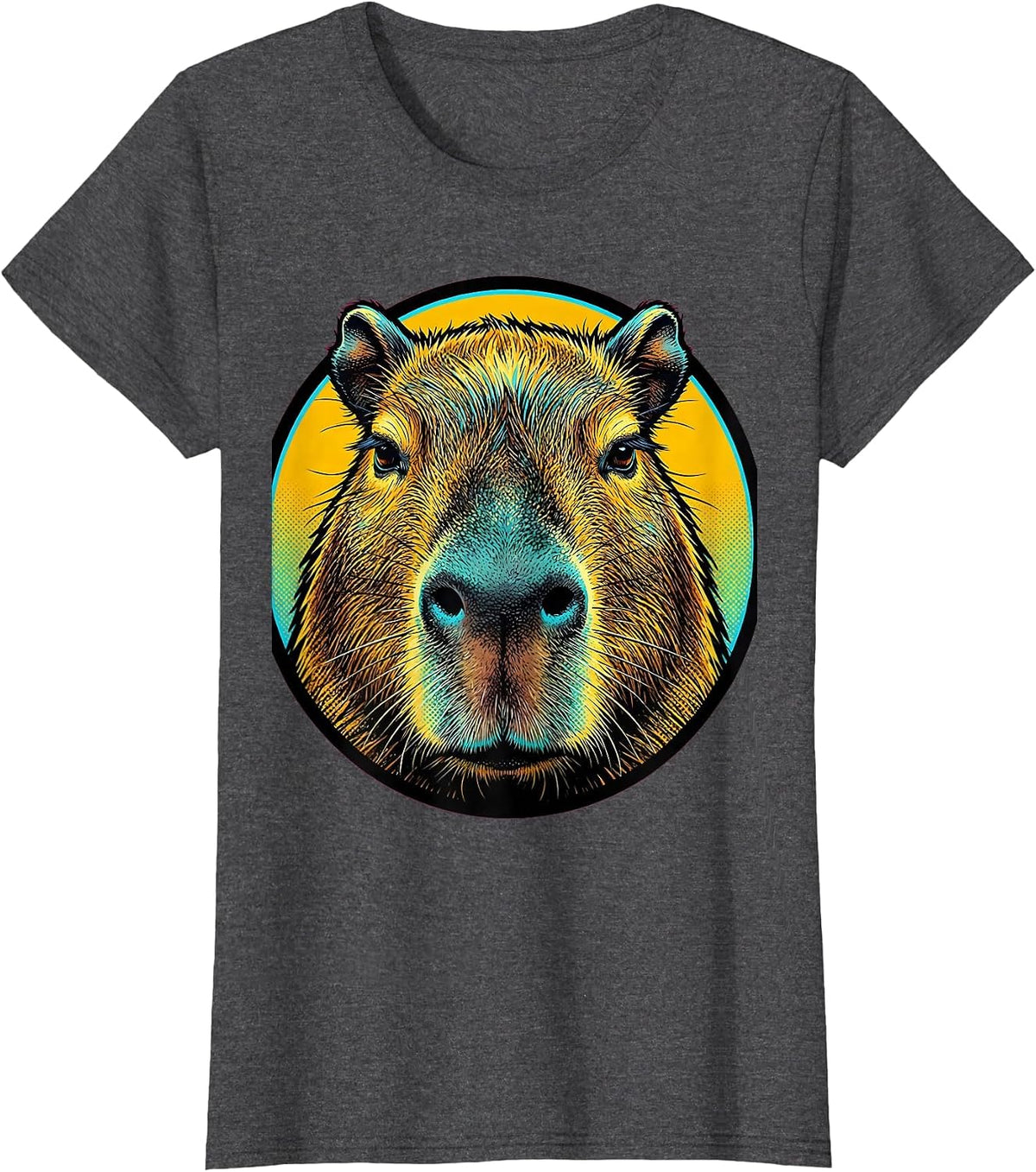 Women's Serene Capybara Close-Up Portrait Graphic T-Shirt - Dark Heather Grey