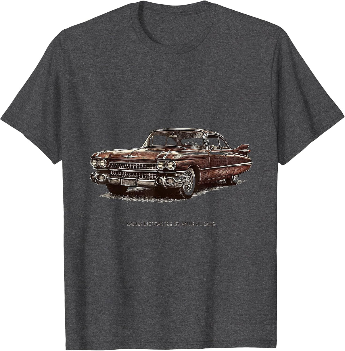 Easily Distracted By Antique Cars Funny Vintage Classic Car T-Shirt - Dark Heather Grey