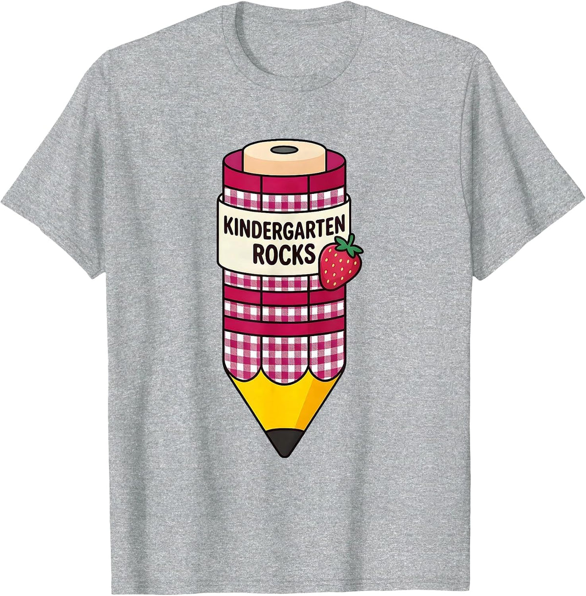 Men's Kindergarten Rocks Cute Gingham Picnic Pre-K First Day Back T-Shirt - Heather Grey